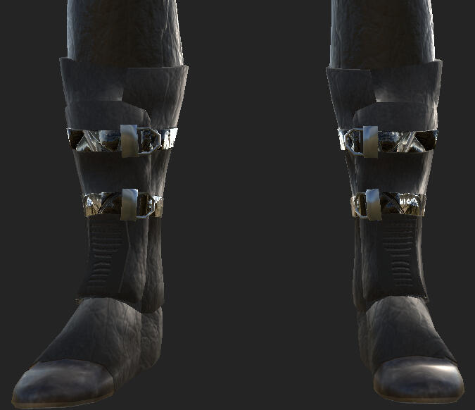 Boots detail, leather and metal part